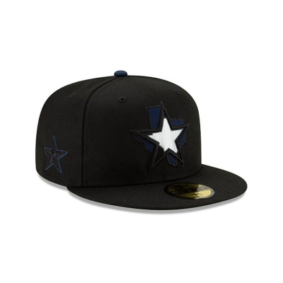 Black Dallas Cowboys Hat - New Era NFL State Logo Reflect 59FIFTY Fitted Caps USA0257684